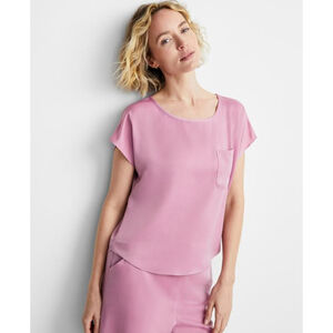 State of Day Women's XS Pink 2-Pc. Crepe de Chine Short-Sleeve Pajama Set NWT